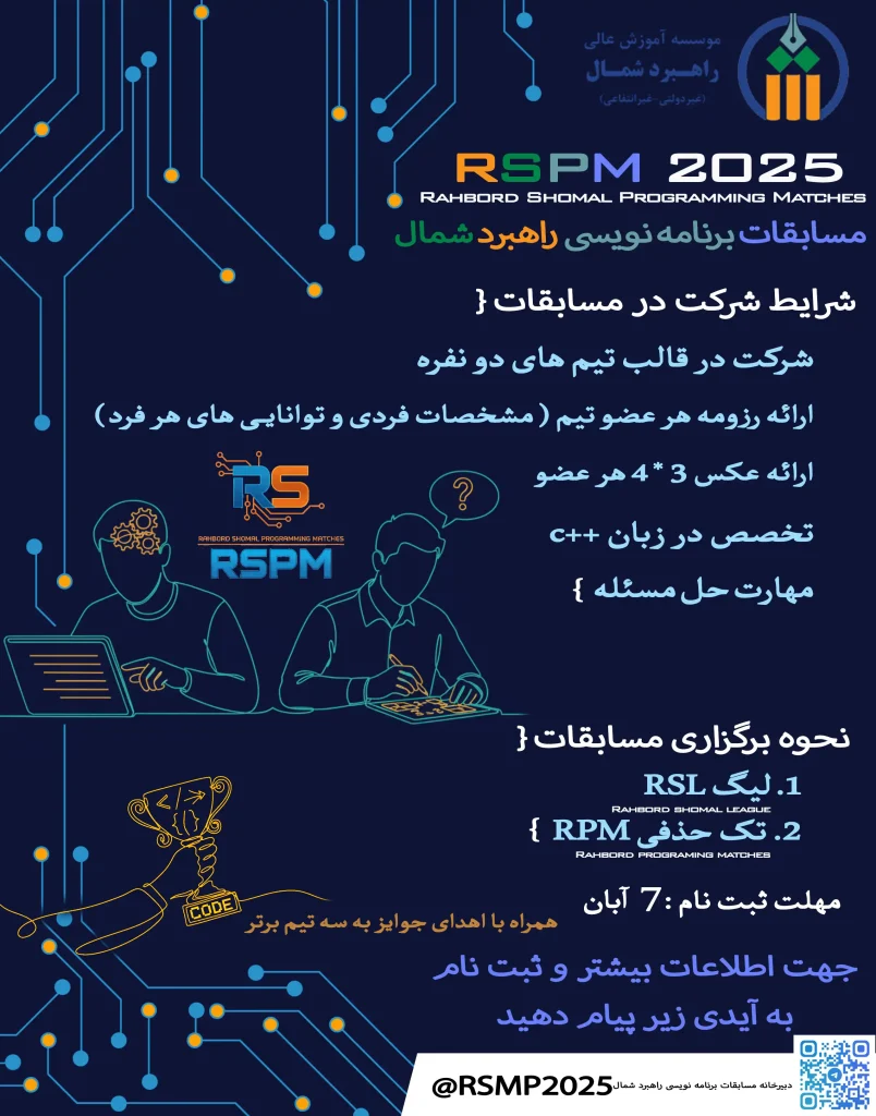 مسابقات برنامه‌نویسی راهبرد شمال (Rahbord Shomal Programming Matches) RSPM 2025